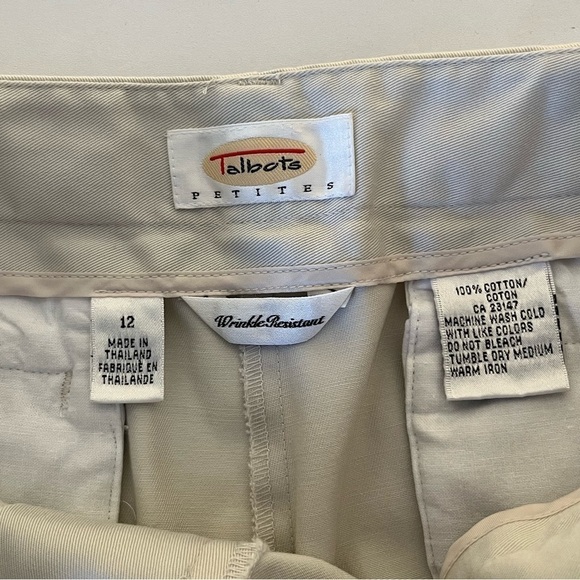 Talbots Chatham Fly Front Ankle Pants - Solid - Curvy Fit Beige XL Size 12 - Picture 12 of 12
